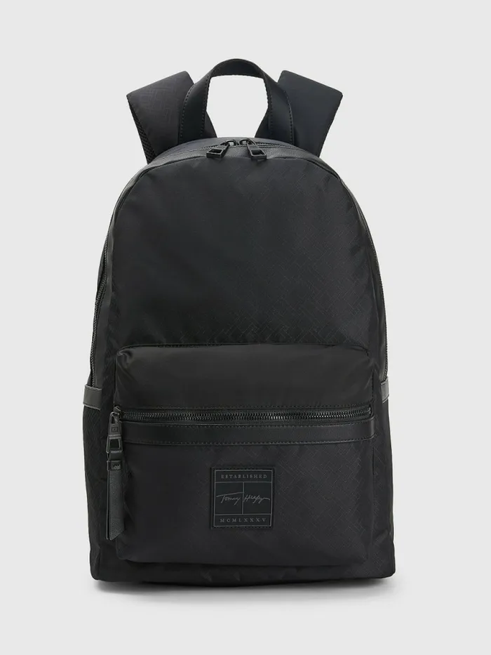 Tommy Hilfiger Flag Jacquard Backpack Black Flag Monogram Mens Bags Casaul