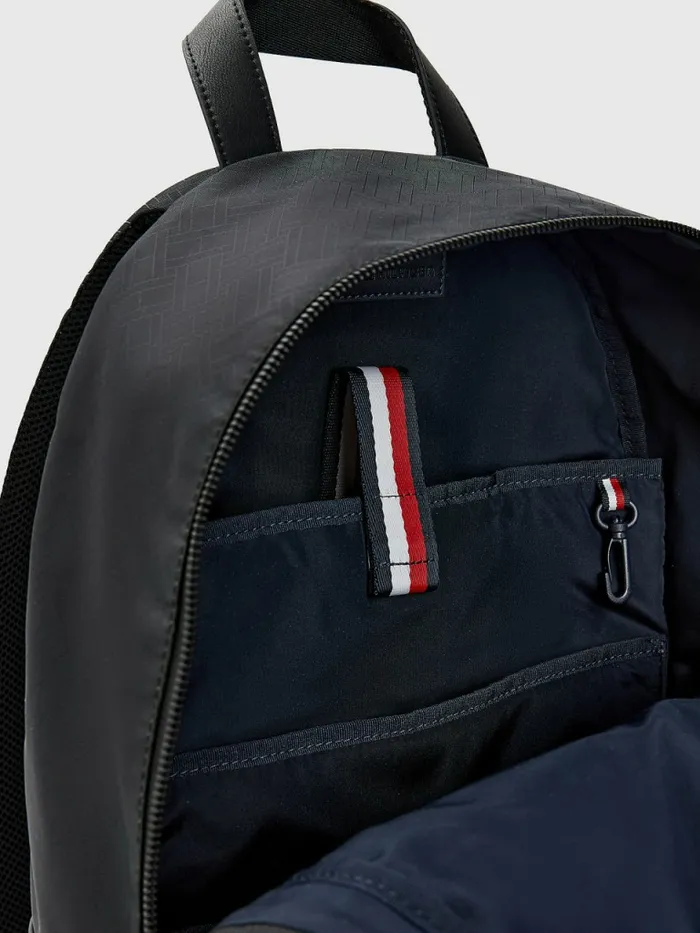 Tommy Hilfiger Flag Jacquard Backpack Black Flag Monogram Mens Bags Casaul
