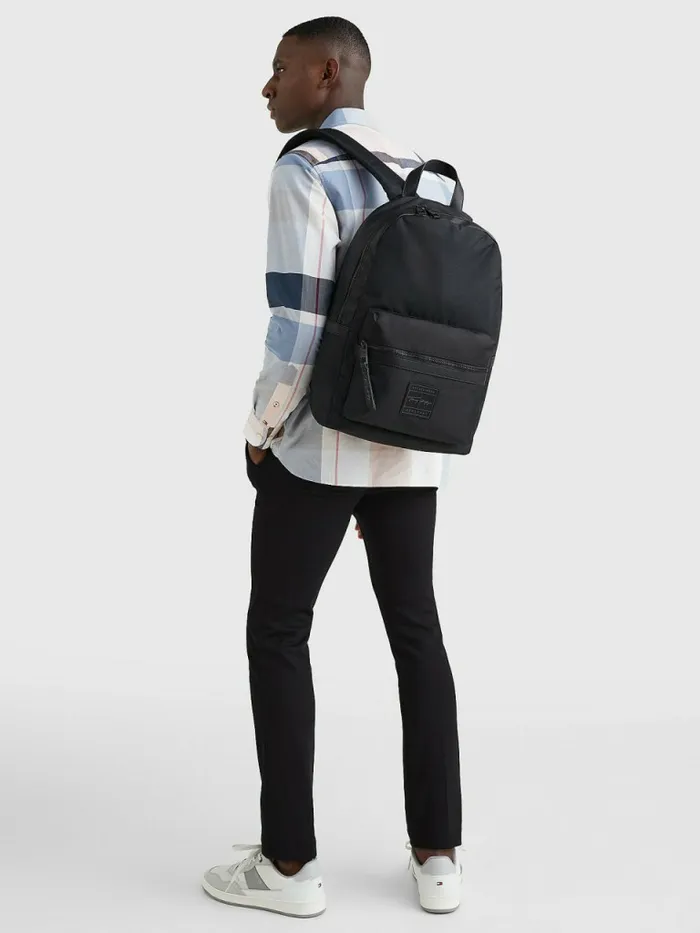 Tommy Hilfiger Flag Jacquard Backpack Black Flag Monogram Mens Bags Casaul