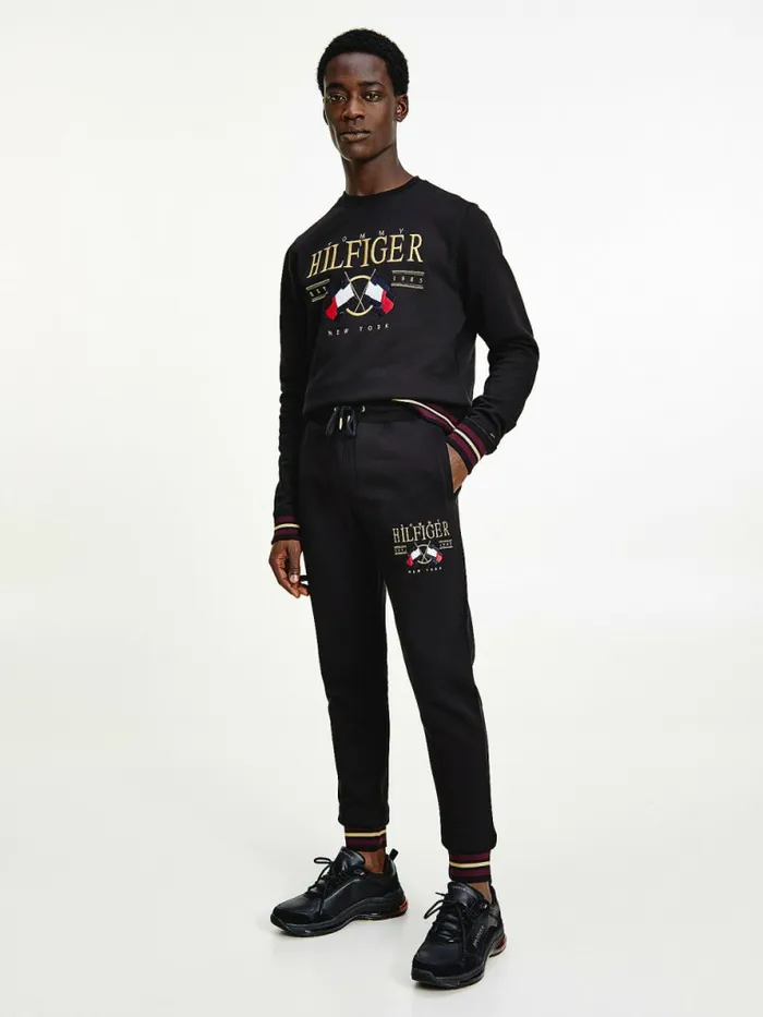 Tommy Hilfiger Flag Logo Joggers Black Mens Trousers