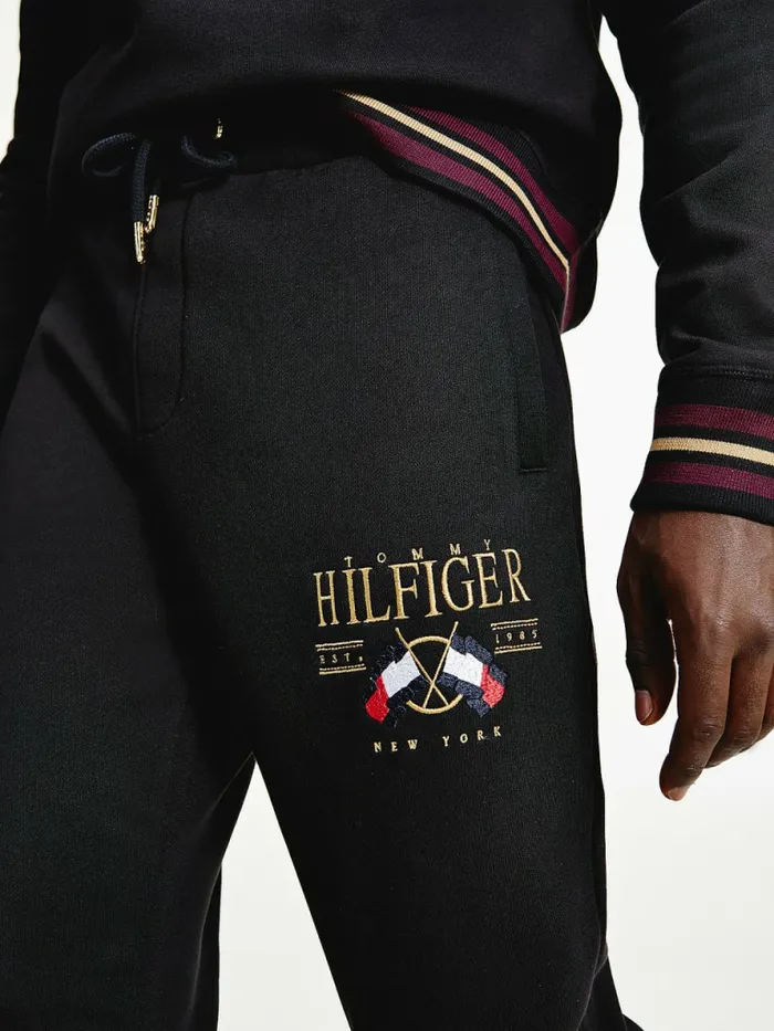 Tommy Hilfiger Flag Logo Joggers Black Mens Trousers