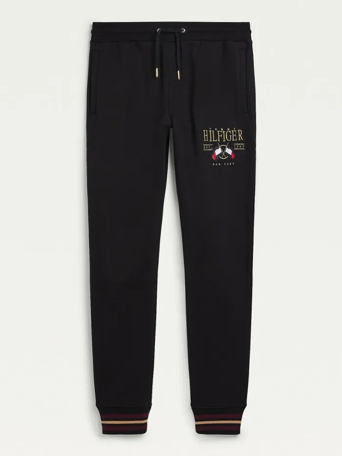 Tommy Hilfiger Flag Logo Joggers Black Mens Trousers