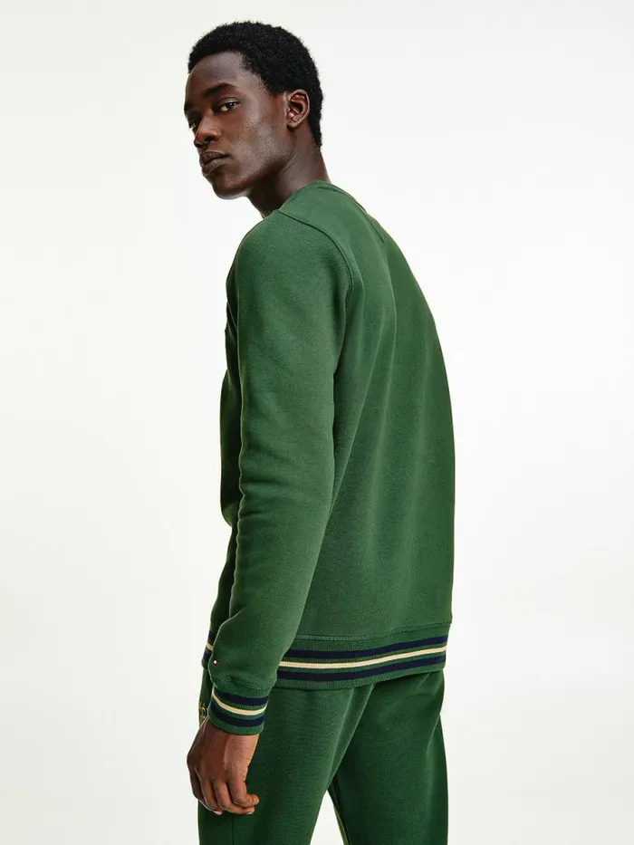 Tommy Hilfiger Flag Logo Sweatshirt National Forest Mens Tracksuits Popular