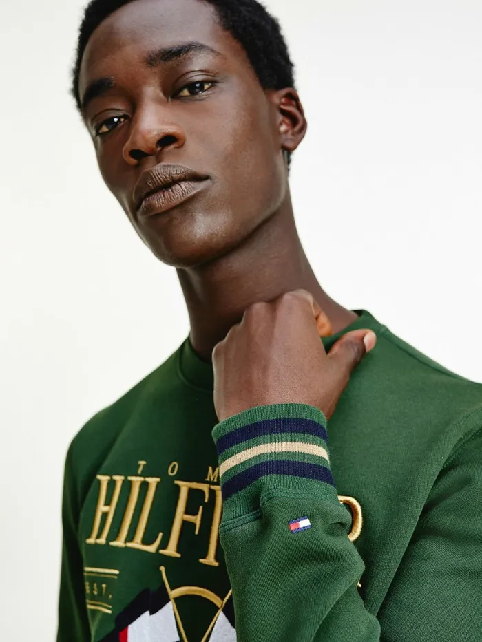 Tommy Hilfiger Flag Logo Sweatshirt National Forest Mens Tracksuits Popular