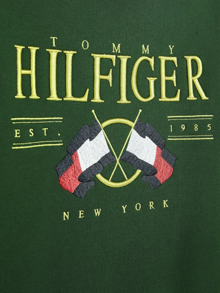 Tommy Hilfiger Flag Logo Sweatshirt National Forest Mens Tracksuits Popular