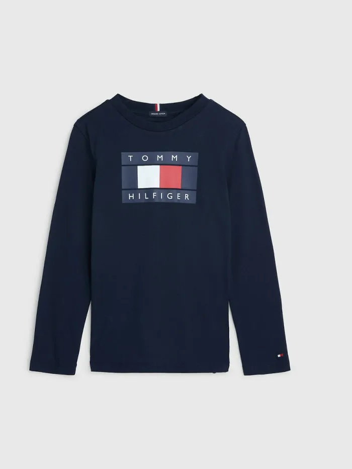 Tommy Hilfiger Flag Long Sleeve TShirt Desert Sky Boys TShirts and Polos Near Me Tommy Hilfiger Flag Long Sleeve TShirt Desert Sky Boys TShirts and Polos Near Me