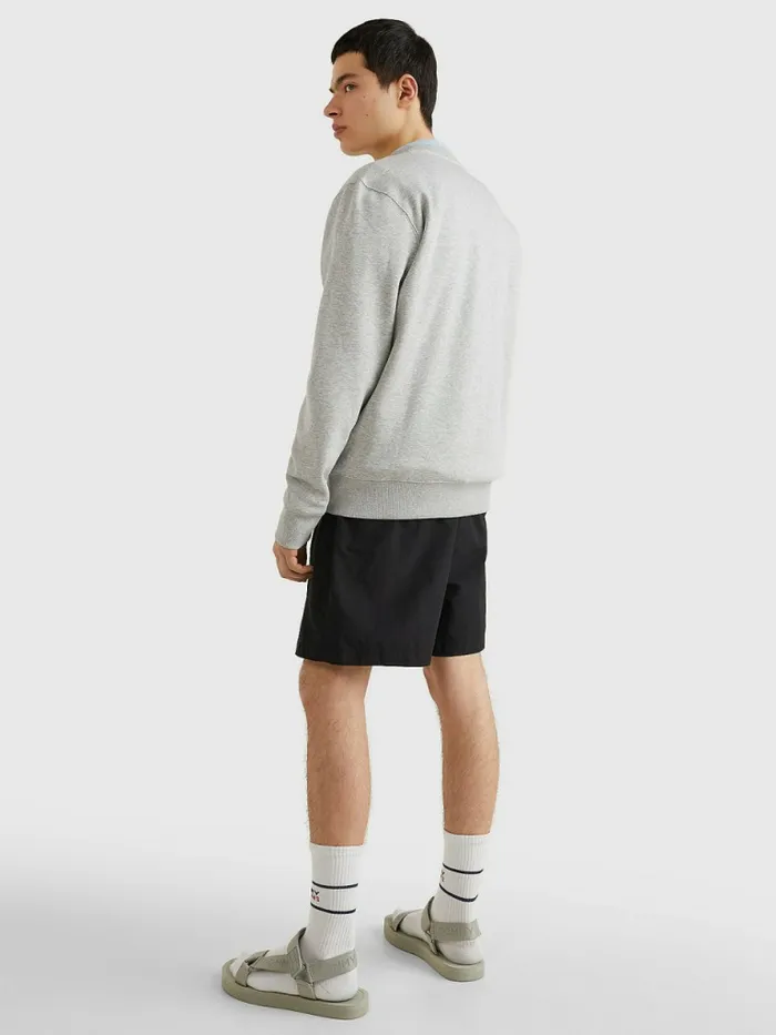 Tommy Hilfiger Flag Patch Fleece Sweatshirt Lt Grey Htr Mens Essentials