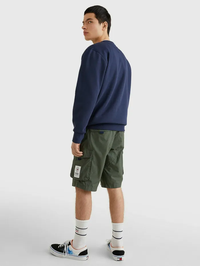 Tommy Hilfiger Flag Patch Fleece Sweatshirt Twilight Navy Mens Essentials