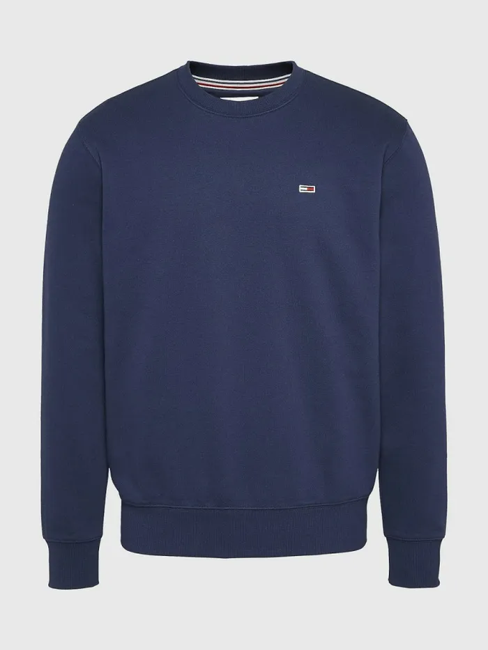Tommy Hilfiger Flag Patch Fleece Sweatshirt Twilight Navy Mens Essentials
