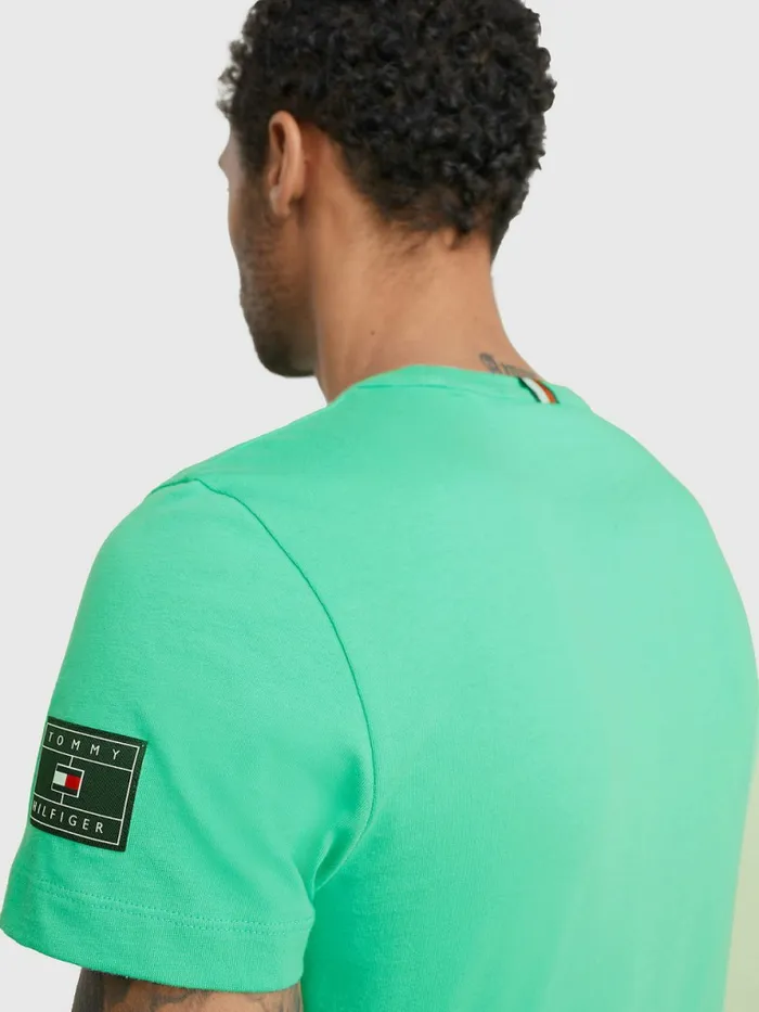 Tommy Hilfiger Flag Patch Sleeve TShirt Aloha Green Mens TShirts Gift 4 You