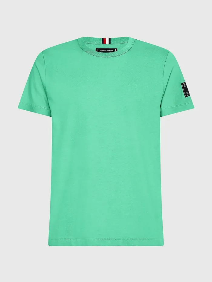 Tommy Hilfiger Flag Patch Sleeve TShirt Aloha Green Mens TShirts Gift 4 You