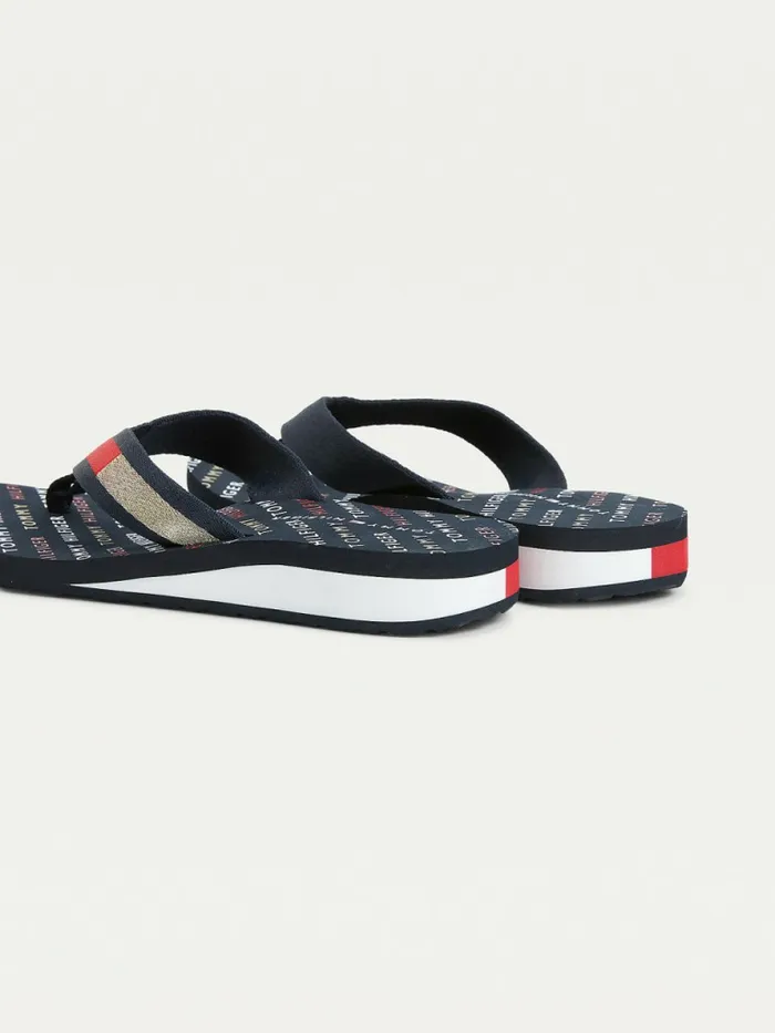 Tommy Hilfiger Flag Plaque MidWedge FlipFlop Sandals Desert Sky Womens Sandals On Sale