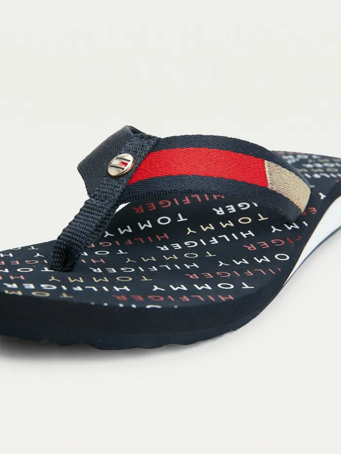 Tommy Hilfiger Flag Plaque MidWedge FlipFlop Sandals Desert Sky Womens Sandals On Sale