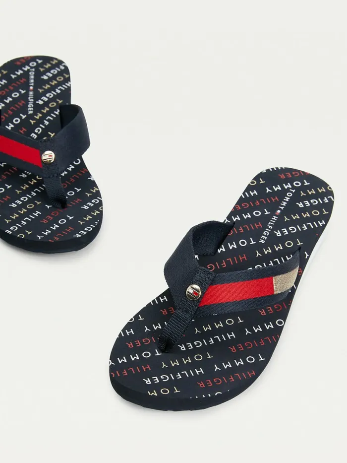 Tommy Hilfiger Flag Plaque MidWedge FlipFlop Sandals Desert Sky Womens Sandals On Sale
