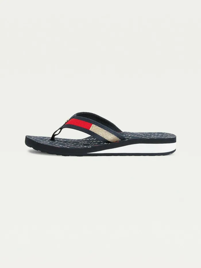 Tommy Hilfiger Flag Plaque MidWedge FlipFlop Sandals Desert Sky Womens Sandals On Sale