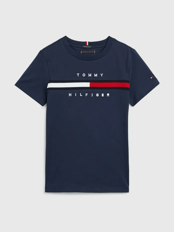 Tommy Hilfiger Flag Rib Insert TShirt Twilight Navy Boys TShirts and Polos Online Tommy Hilfiger Flag Rib Insert TShirt Twilight Navy Boys TShirts and Polos Online