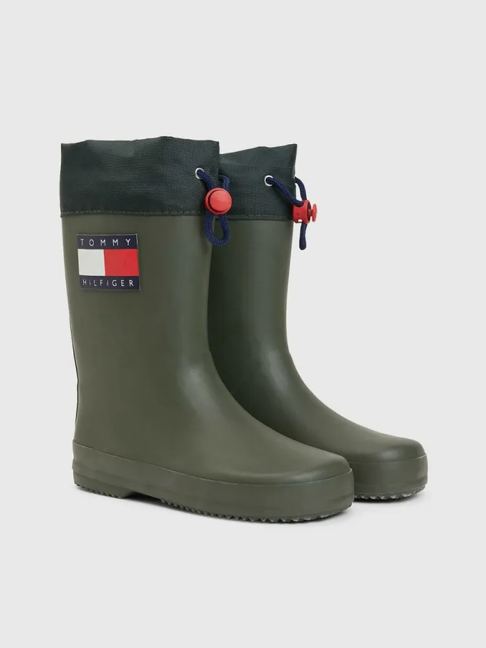 Tommy Hilfiger Flag Toggle Rain Boots Military Green Girls Shoes and Accessories For Sale Tommy Hilfiger Flag Toggle Rain Boots Military Green Girls Shoes and Accessories For Sale