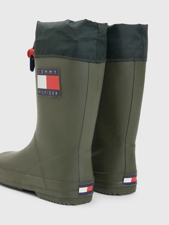 Tommy Hilfiger Flag Toggle Rain Boots Military Green Girls Shoes and Accessories For Sale