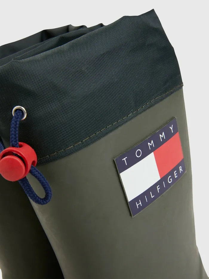 Tommy Hilfiger Flag Toggle Rain Boots Military Green Girls Shoes and Accessories For Sale