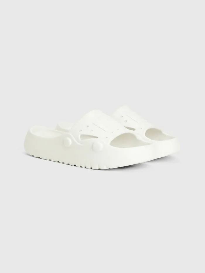 Tommy Hilfiger Flatform Cleat Pool Slides Ecru Womens Boots Fashion