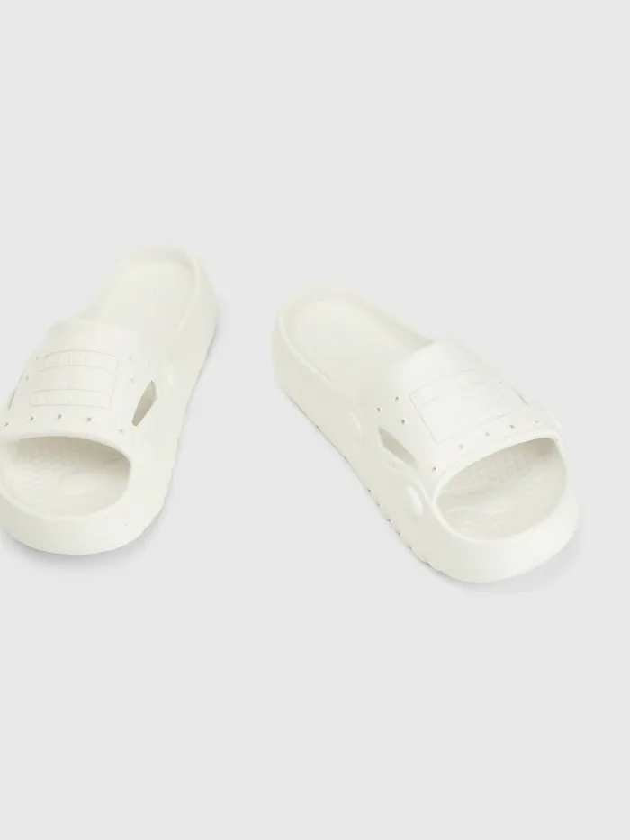 Tommy Hilfiger Flatform Cleat Pool Slides Ecru Womens Boots Fashion