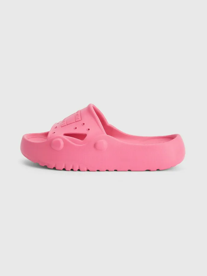 Tommy Hilfiger Flatform Cleat Pool Slides Pink Alert Womens Boots For Sale