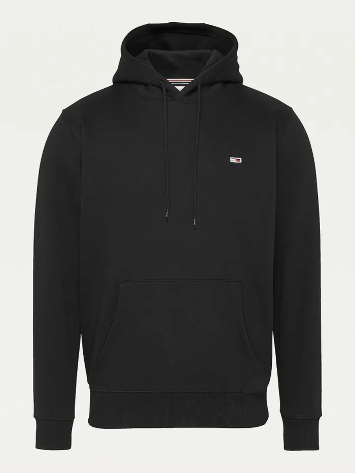 Tommy Hilfiger Fleece Flag Patch Hoody Black Mens Essentials
