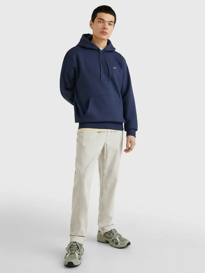 Tommy Hilfiger Fleece Flag Patch Hoody Twilight Navy Mens Essentials