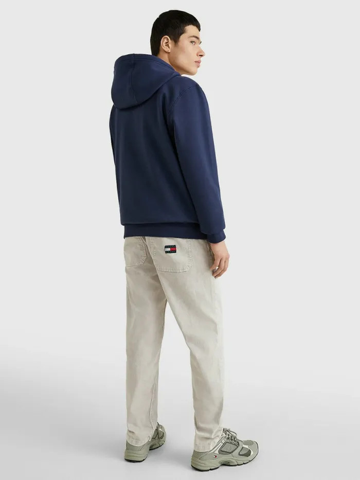 Tommy Hilfiger Fleece Flag Patch Hoody Twilight Navy Mens Essentials
