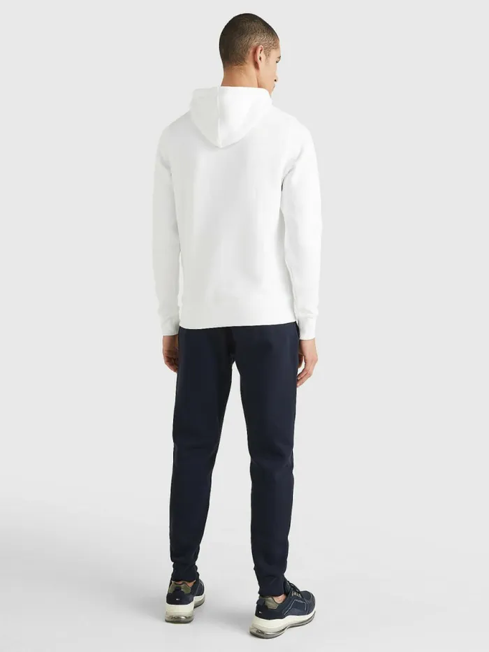Tommy Hilfiger Flex Fleece Graphic Hoody White Mens Sweatshirts and Hoodies Near Me
