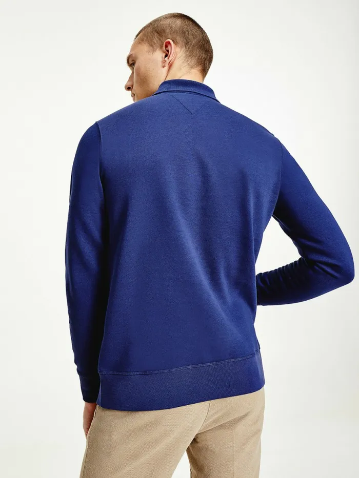 Tommy Hilfiger Flex Fleece Logo Rugby Shirt Yale Navy Mens Polo Shirts Online