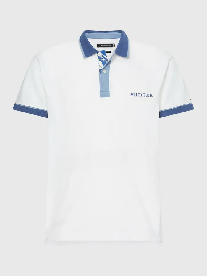 Tommy Hilfiger Floral Collar Regular Fit Polo White Mens Polo Shirts Online
