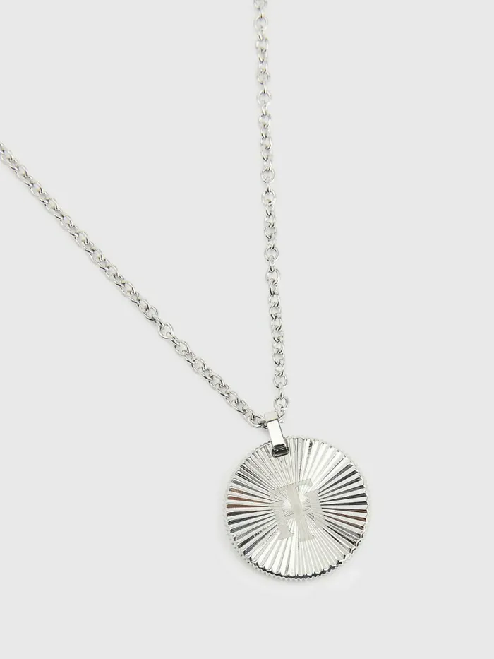 Tommy Hilfiger Floral Engraved Necklace Silver Womens Jewellery