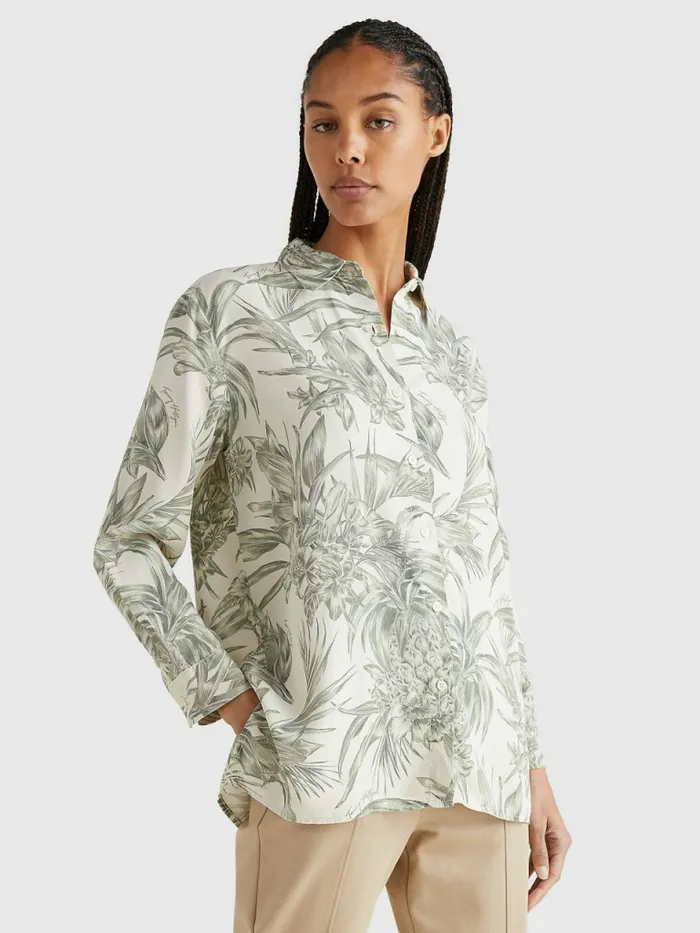 Tommy Hilfiger Floral Print Relaxed Fit Blouse Pineapple IslandEcru Womens Shirts and Blouses Sale Tommy Hilfiger Floral Print Relaxed Fit Blouse Pineapple IslandEcru Womens Shirts and Blouses Sale