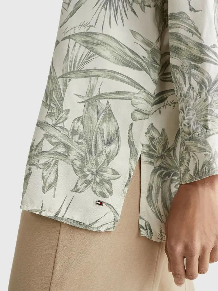 Tommy Hilfiger Floral Print Relaxed Fit Blouse Pineapple IslandEcru Womens Shirts and Blouses Sale