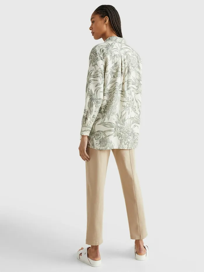 Tommy Hilfiger Floral Print Relaxed Fit Blouse Pineapple IslandEcru Womens Shirts and Blouses Sale