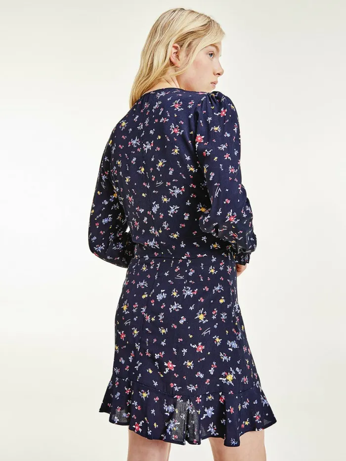 Tommy Hilfiger Floral Print Ruched Viscose Blouse Floral Print Womens Shirts and Blouses Near Me