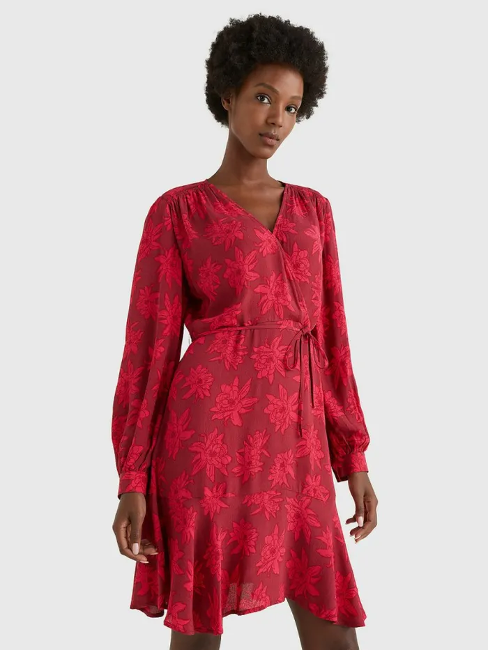 Tommy Hilfiger Floral Wrap Knee Length Dress Mid Scale BloomPink Splendor Womens Dresses and Jumpsuits Fashion Tommy Hilfiger Floral Wrap Knee Length Dress Mid Scale BloomPink Splendor Womens Dresses and Jumpsuits Fashion