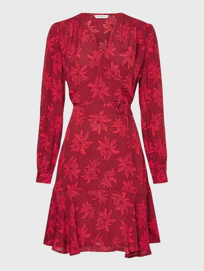 Tommy Hilfiger Floral Wrap Knee Length Dress Mid Scale BloomPink Splendor Womens Dresses and Jumpsuits Fashion