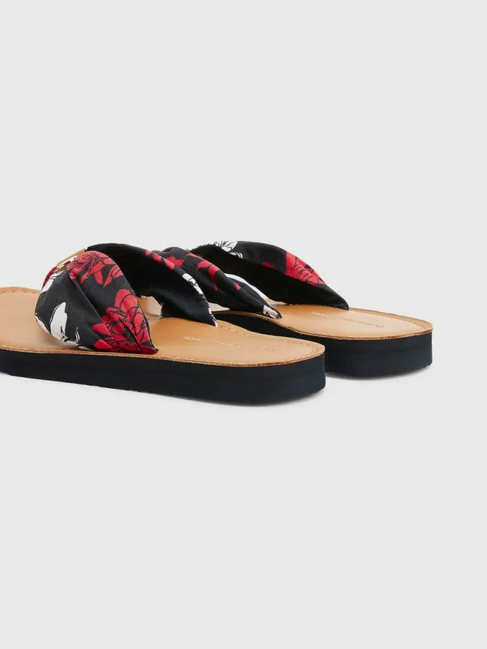 Tommy Hilfiger Flower Print Leather Footbed FlipFlops Rwb Womens Sandals For Sale