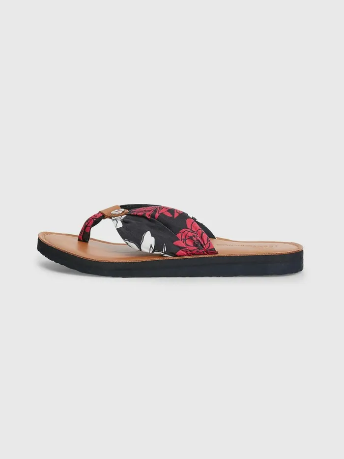 Tommy Hilfiger Flower Print Leather Footbed FlipFlops Rwb Womens Sandals For Sale