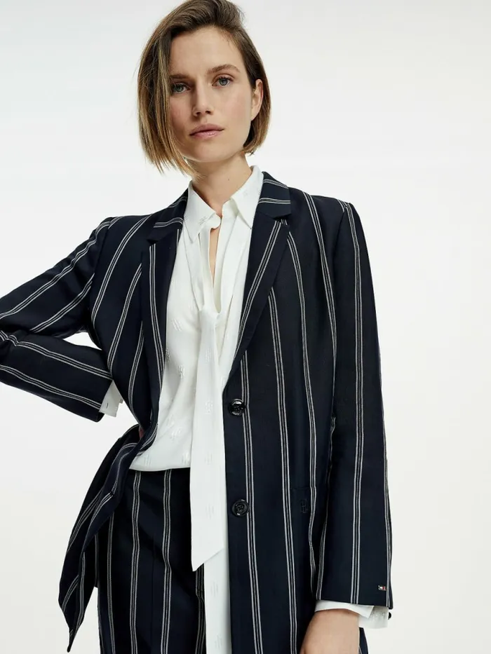 Tommy Hilfiger Fluid Stripe Relaxed Fit Blazer BlackWhite Stripe Cw Womens Blazers Tommy Hilfiger Fluid Stripe Relaxed Fit Blazer BlackWhite Stripe Cw Womens Blazers