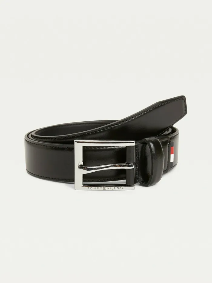 Tommy Hilfiger Formal Thin Leather Belt Black Mens Belts Popular
