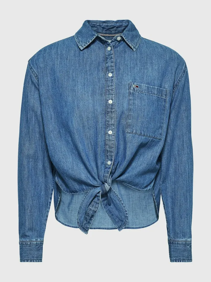 Tommy Hilfiger FrontTie Denim Chambray Shirt Denim Medium Womens Shirts and Blouses On Sale