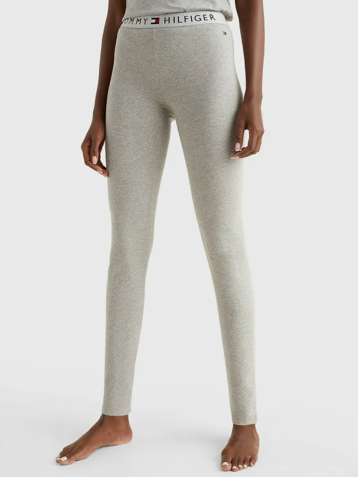 Tommy Hilfiger Full Length Logo Leggings Grey Heather Womens Essentials