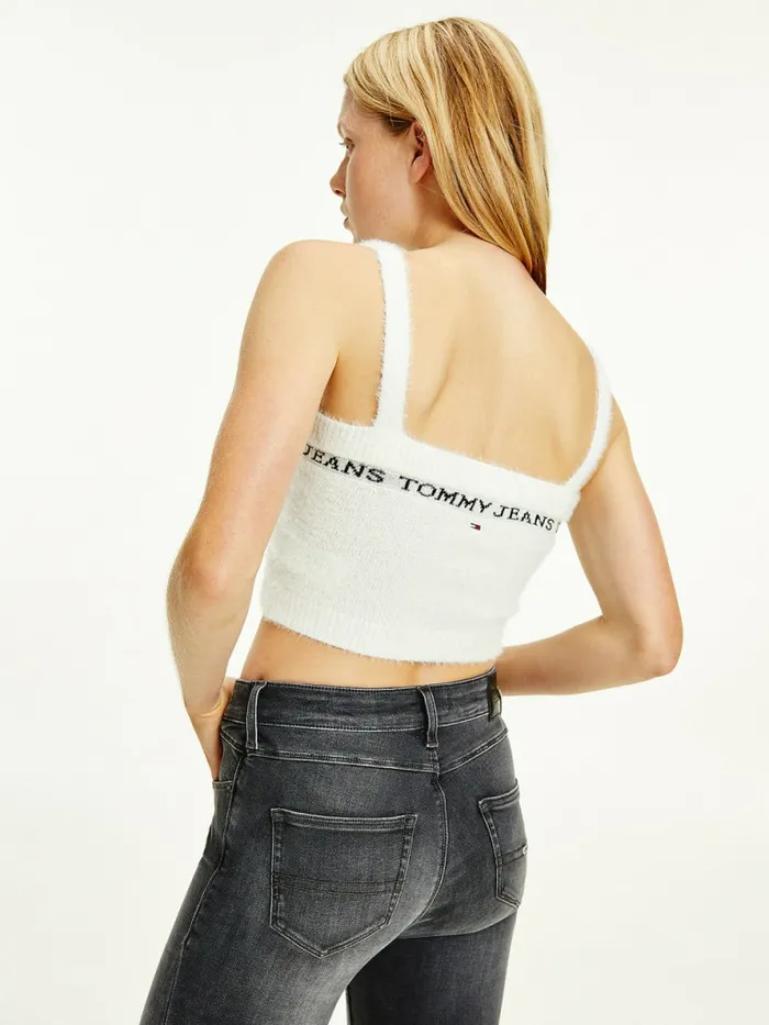Tommy Hilfiger Furry Cropped Cami Ecru Womens Knitwear Gift 4 You