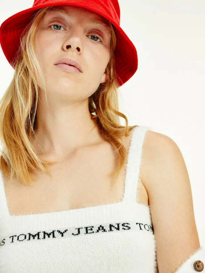 Tommy Hilfiger Furry Cropped Cami Ecru Womens Knitwear Gift 4 You