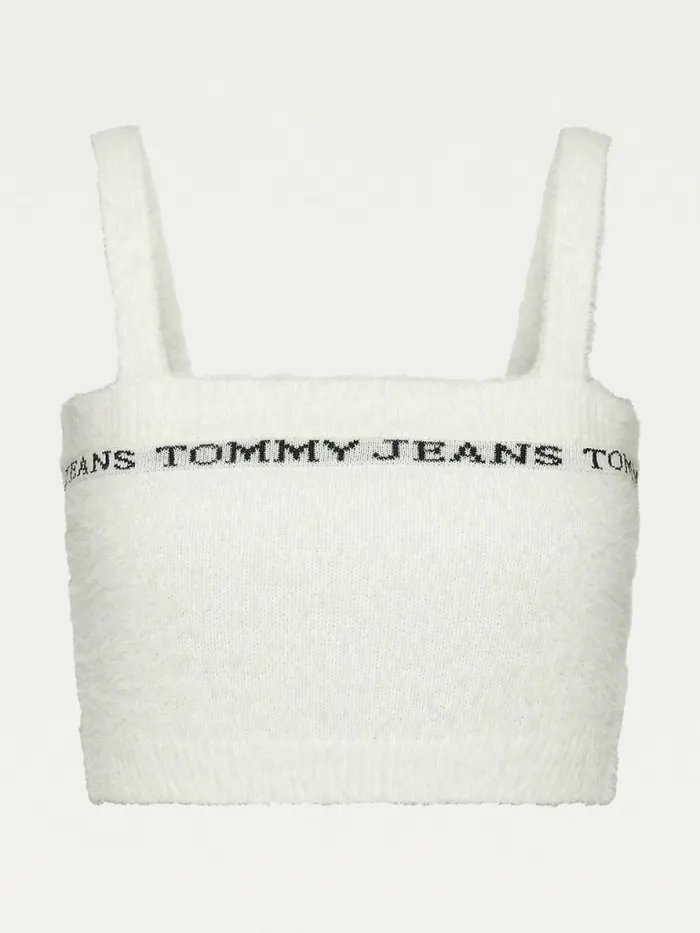 Tommy Hilfiger Furry Cropped Cami Ecru Womens Knitwear Gift 4 You
