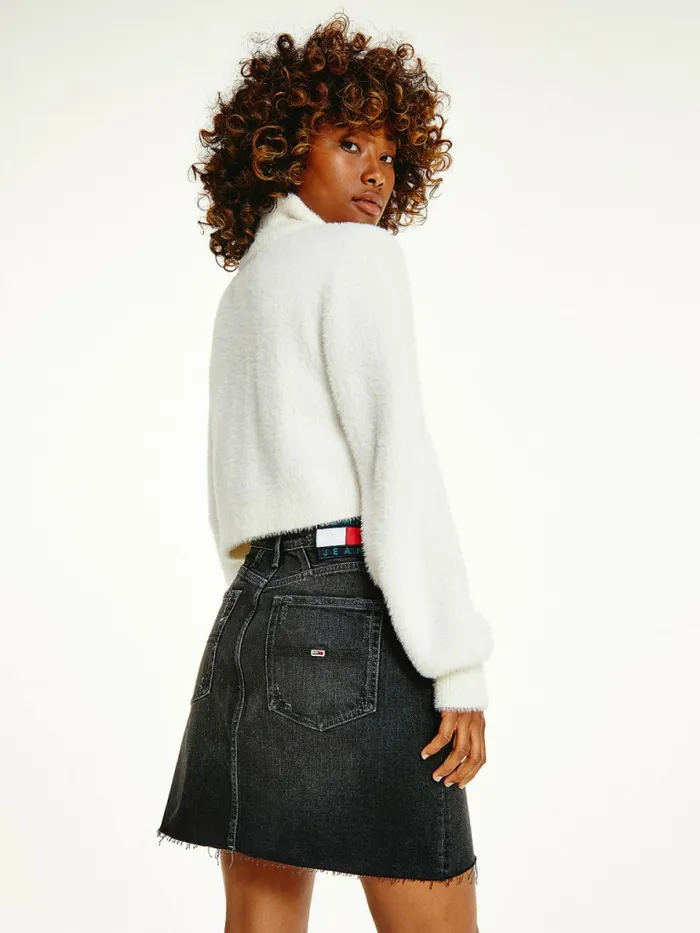 Tommy Hilfiger Furry Flag Roll Neck Jumper Ecru Womens Knitwear For Sale