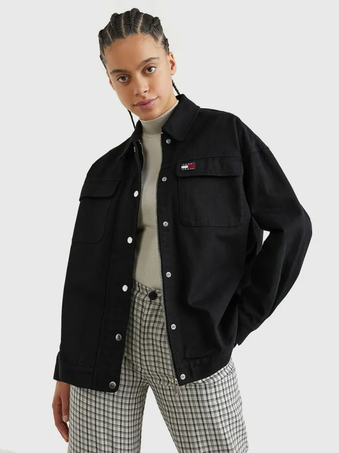 Tommy Hilfiger Garment Dyed Organic Cotton Overshirt Black Womens Shirts and Blouses Casaul Tommy Hilfiger Garment Dyed Organic Cotton Overshirt Black Womens Shirts and Blouses Casaul